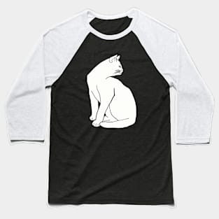 White Cat On Black Baseball T-Shirt